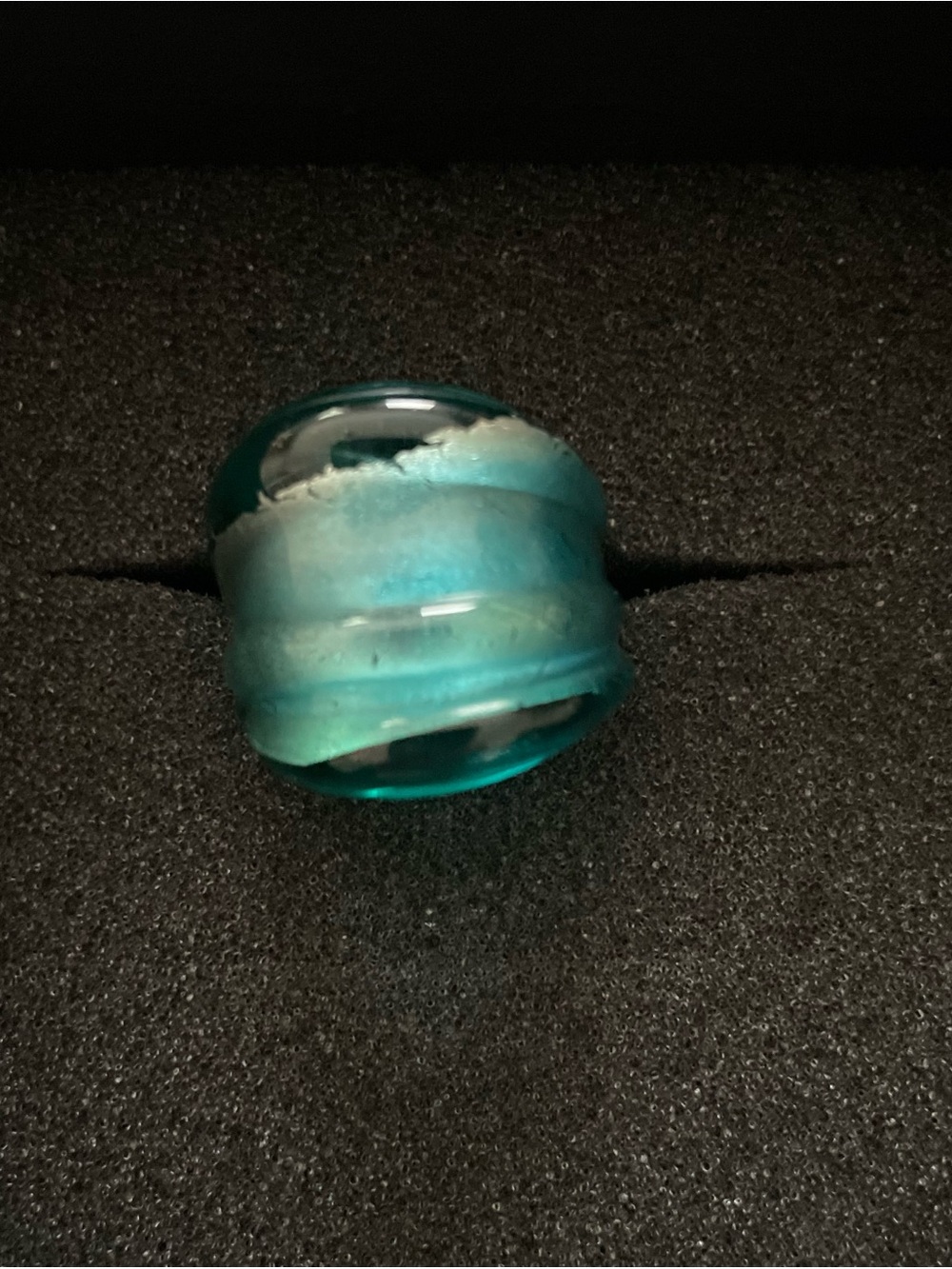 Vintage Murano Hand-Blown Teal Glass Ring Size Small Made In Italy New W/ Tags